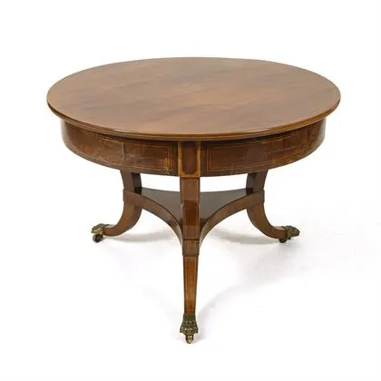 Table Biedermeier ronde sur roulettes