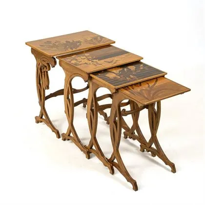 4-piece Art Nouveau nest of tables attributed to Emile Gallé