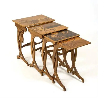 4-piece Art Nouveau nest of tables attributed to Emile Gallé
