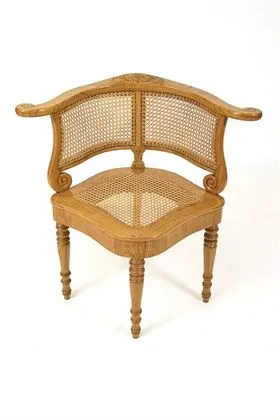 Corner desk chair with Viennese cane