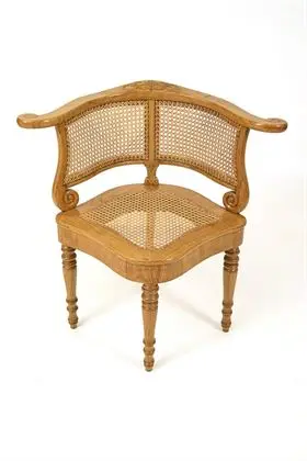 Corner desk chair with Viennese cane