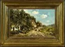 Kock, Otto, 1921 Itzehoe - 1999 Munich – Huile/bois, 24 x 40 cm, "Rue de village avec procession", signé en bas à droite, réf. : Artprice ;