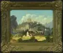 Peintre paysagiste du XIXe s. – huile/carton, 28 x 37 cm, "Vue sur le château de Hohenschwangau"