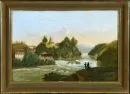 Landschapsschilder 19e eeuw – olie/doek, 29 x 42 cm, "Rivierlandschap"
