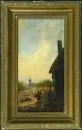 Landschaftsmaler des 19./20. Jh. – Öl/Holz, 30 x 15 cm, "Landschaft mit Angler";