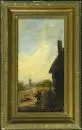 Peintre paysagiste des 19e/20e s. – Huile/bois, 30 x 15 cm, "Paysage avec pêcheur"
