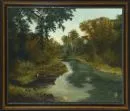 Landschaftsmaler des 19./20. Jh. – Öl/Lwd, 57 x 71 cm, "Flusslandschaft mit Boot", rücks. undeutl. bez., hinterlegte Partien, Retuschen;