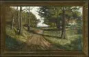 Landschapsschilder 19e/20e eeuw – Olie/doek, randgedoubleerd, 90 x 156 cm, "Herfstbos", opgezet deel