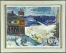 Peintre paysagiste du 20e s. – acrylique/toile, 60 x 80 cm, "Paysage avec église", sign. illisible en bas à gauche
