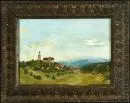 Landschaftsmaler des 20. Jh. – Öl/Krt, 14,5 x 20 cm, "Landschaft mit Ortsansicht";