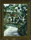 Peintre paysagiste du 20e s. – huile/carton, 59 x 43 cm, "Paysage de parc avec villa"