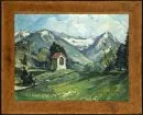 20th c. landscape painter – Oil/canvas on cardboard, 37 x 48 cm, "Landschaft mit Marterl", indistinct signature lower right, inscribed on verso "Eberhard Neef"