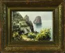 Peintre paysagiste du 20e s. – Huile/toile, 21 x 27,5 cm, "Faraglioni-Felsen vor Capri", signature illisible au milieu en bas