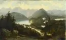 Melzer, A., artiste du 19e siècle – Huile/toile, 50 x 82 cm, "Vue sur le château de Hohenschwangau avec l'Alpsee et le Schwansee", signée en bas à droite, sans cadre, réf. : Artprice