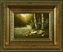 Meyer, J., kunstenaar, 20e eeuw – Olie/multiplex, 13 x 18 cm, "Eendenfamilie", gesigneerd linksonder;