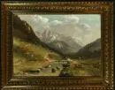 Michel, A., kunstenaar van de 20e eeuw – Olie/doek, 52 x 73 cm, "Wandelaar in berglandschap", gesigneerd rechtsonder;