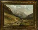 Michel, A., artiste du 20e s. – Huile/toile, 52 x 73 cm, "Voyageur dans un paysage de montagne", signée en bas à droite ;