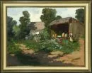Neogrady, Laszlo, 1896 - 1962 Boedapest – Olie/doek, 75 x 100 cm, "Ungarisches Bauernhaus mit Magd und Bienenkörben"