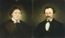 Peintre portraitiste du 19e s. – 2 tableaux, huile/toile, 59 x 49 cm chacun, "Portraits d'un couple", pendants, sans cadre
