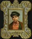 Peintre portraitiste du 20e s. – Huile/toile sur panneau de fibres, 18 x 13 cm, "Jeune homme avec cigarette"