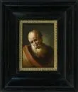 Portraitmaler wohl des 19. Jh. – Öl/Holz, 12,5 x 9 cm, "Bärtiger alter Mann";
