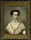Portraitiste probablement du 19e s. – Huile/toile, 59 x 50,5 cm, "Portrait de Louis II de Bavière avec hermine et collier de l'ordre de Saint-Hubert"