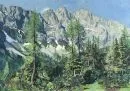 Reiser, Carl, 1877 - 1950 Partenkirchen – Öl/Lwd, 85 x 120 cm, rücks. betit. "Frühlingsmorgen im Karwendel", u.r. sign., dat. (19)37, 2 kleine Durchstöße, o.R,…