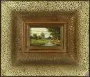 Rödel, Rudolf, 1914 München – Huile/panneau dur, 10 x 15 cm, "Landschaft", signé en bas à gauche, réf. : im Hause ;