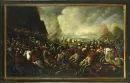 Slagveldschilder 18e eeuw – Olie/doek, gedoubleerd, 103 x 166 cm, "Slag tegen de Turken"