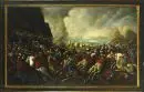 Peintre de batailles du 18e s. – Huile/toile, doublée, 103 x 166 cm, "Bataille contre les Turcs"