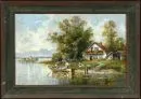 Schuster, Otto C., 1924 Eger – Olej/płótno, 30 x 46 cm, "Idylle am Chiemsee", sygn. prawy dolny