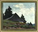 Steyer, Erich Richard, 1887 - 1982 – Öl/Lwd, 64 x 77 cm, "Landschaft mit Hütte", u.r. sign., dat. (19)21, rücks. undeutl. bez., Lit.: Artprice;