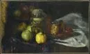 Stilllebenmaler des 20. Jh. – Öl/Rupfen, 53 x 90 cm, "Stillleben mit Früchten und Eingemachtem", hinterlegte Partie, o.R;