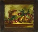 Stilllebenmaler, 1.H. 20. Jh. – Öl/Krt, 35,5 x 44 cm, "Früchtestillleben mit Kirschen und Birnen";