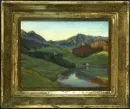 Streicher, Alois, 1892 München - 1978 – Olie/doek, 50 x 67 cm, "Allgäuer Landschap", gesigneerd rechtsonder, lit.: Bruckmann M, Saur