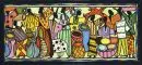 Thango, Francois, 1936 - 1981 – Couleurs opaques/toile sur panneau, 39 x 91 cm, "Groupe de figures", signé en bas à droite, réf. : Artprice