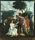 Artiste inconnu des XVIIIe/XIXe s. – Huile/toile, doublée, 65 x 62 cm, "Abigaïl devant David"