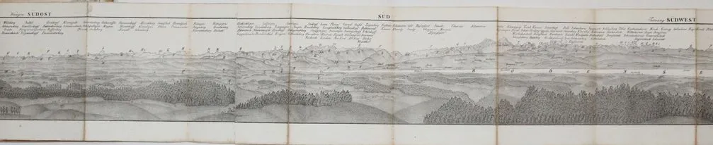 Kraneck,H. – Panorama gezeichnet auf der Waldburg in Schwaben