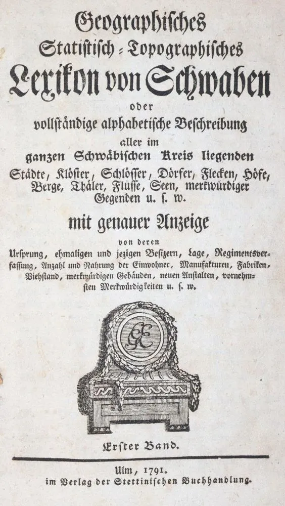 (Röder,P.L.H.). – Lexique géographique statistique-topographique de Souabe ou description alphabétique complète a