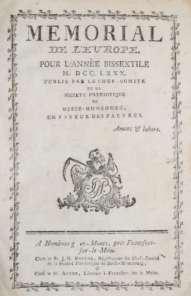 Memorial de l'Europe – pour l'anne bissextile M.DCC.LXXX