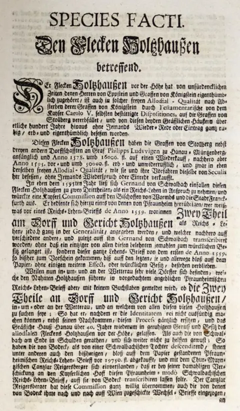 Species Facti. – Den Flecken Holtzhaußen betreffend