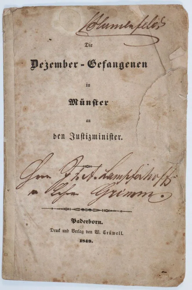 (Löher,F.v.). – Die Dezember-Gefangenen in Münster an den Justizminister