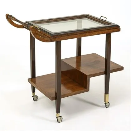 Art Deco serving trolley with tray