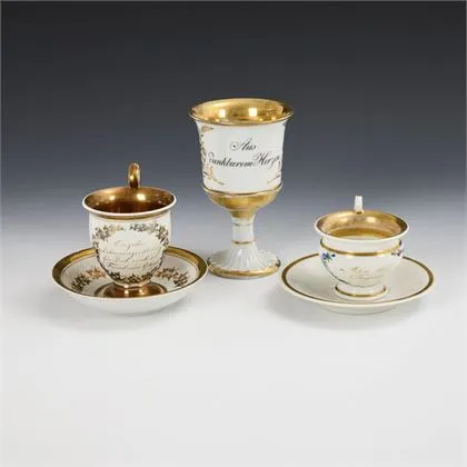 3 porcelánové poháry přátelství