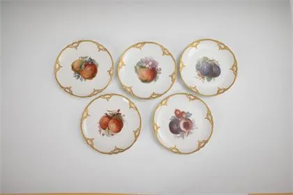 5 borden met fruitschildering. KPM Berlin