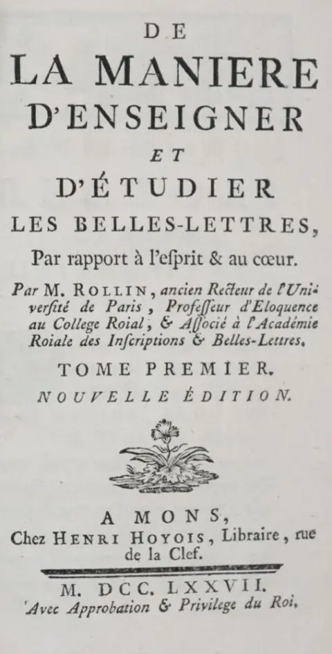 Rollin,(C.). – De la maniere d'enseigner et d'etudier les belles-lettres, par rapport a l'esprit & au coeur