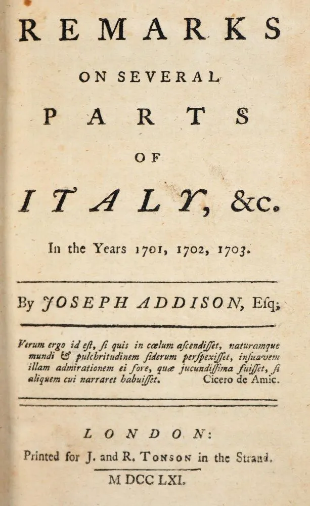 Addison,J. – Remarks on several parts of Italy