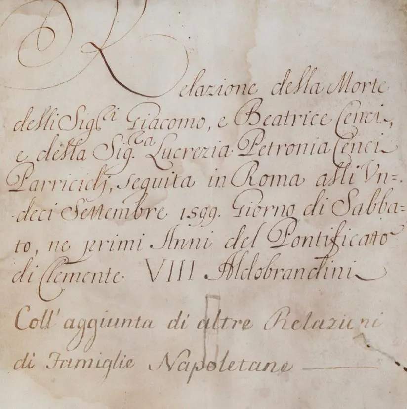 Relazione – della morte delli Sig