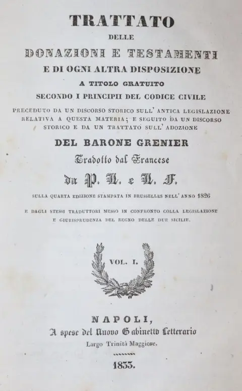 Grenier,(J.). – Treatise on donations and wills and any other disposition