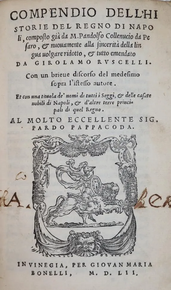 Колленуччо, П. – Compendio dell'historie del regno di Napoli...